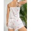 MARSiLYAN- Pamuklu Beyaz Üstüne Çiçek Desen Fırfır Askılı Şortlu Pijama Takımı