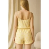 MARSiLYAN- Sarı Üstüne Desenli Askılı Şortlu Pijama Takımı