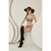 MARSiLYAN- Siyah Beyaz Desenli Kırmızı İp Askılı Lotus Bikini Takımı