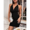 MARSiLYAN- Siyah Boyundan Bağlamalı Sırt Dekolteli Mini Club Elbisesi