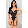MARSiLYAN-  Siyah İp Detaylı Tül Fantezi Body