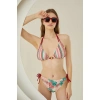 MARSiLYAN- Yandan Bağlamalı Şık Tasarım Soft Tropikal Üçgen Bikini Takımı