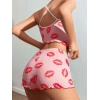 Pamuklu Kiss Öpücük Desen Pembe Şortlu Pijama Takımı