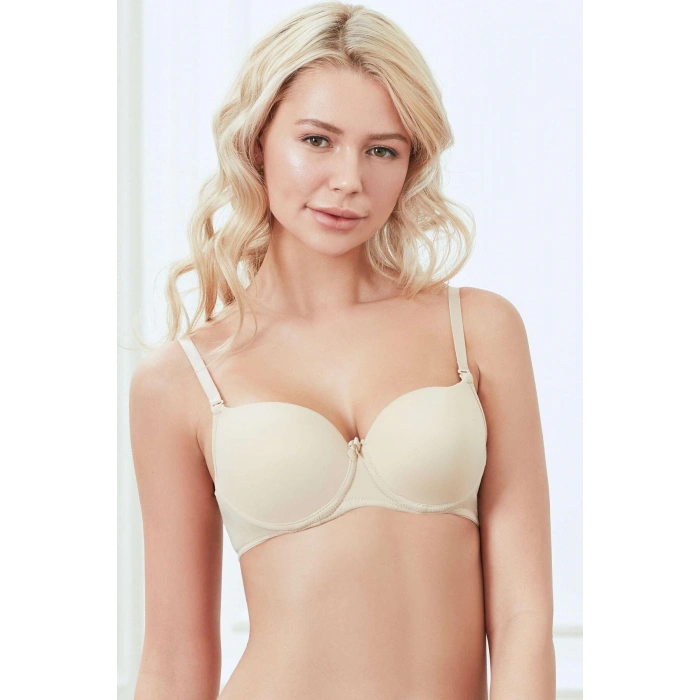  Balenli Desteksiz Dolgusuz Askıları Çıkabilen Günlük Klasik T-shirt Sütyeni