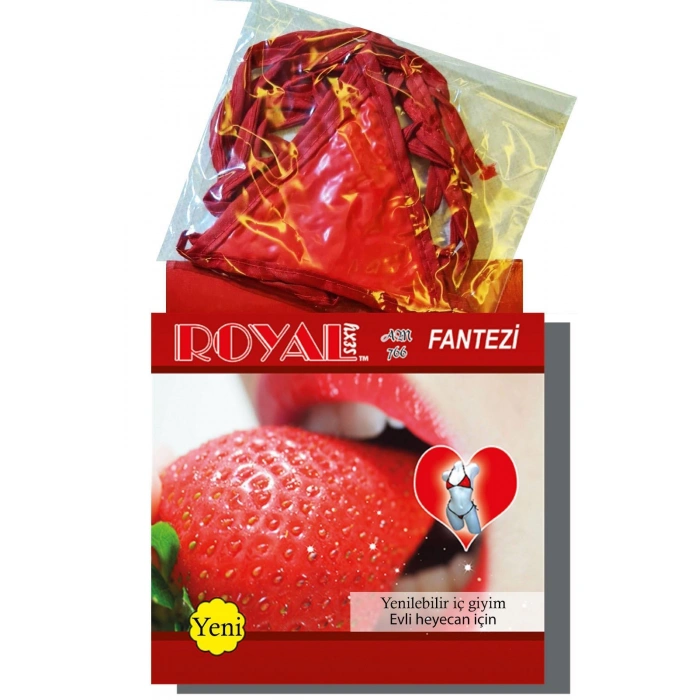 MARSiLYAN- Fantezi Tüketilebilen Yenilebilir Çilek Aromalı İç Çamaşırı Takımı