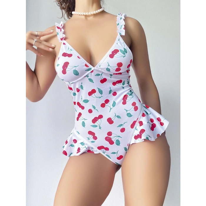 MARSİLYAN-Vişne Desenli Fantezi Body