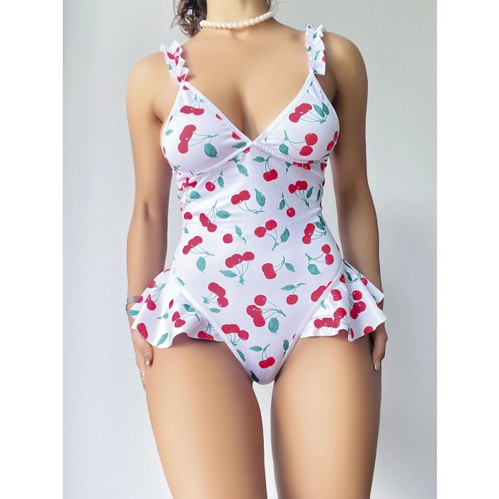 MARSİLYAN-Vişne Desenli Fantezi Body