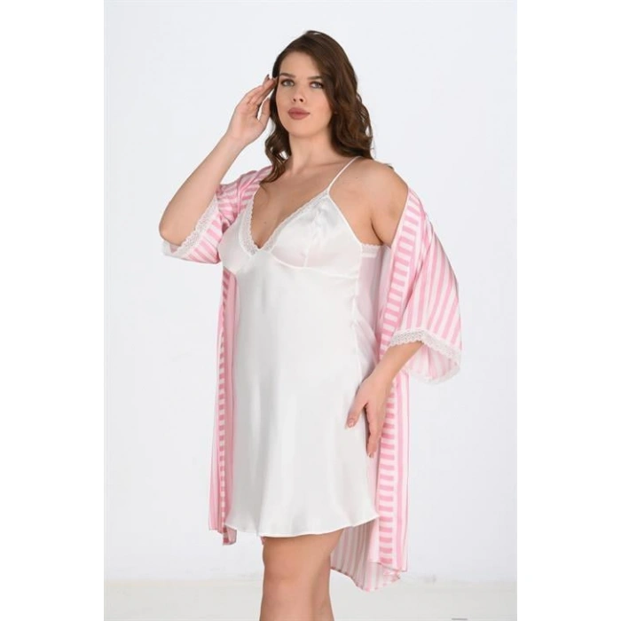 MARSiLYAN- 2li Beyaz-pembe Sabahlık Takımı Bigsize 6210