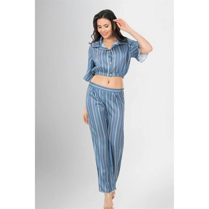 MARSiLYAN-  2li Desenli Saten Pijama Takımı