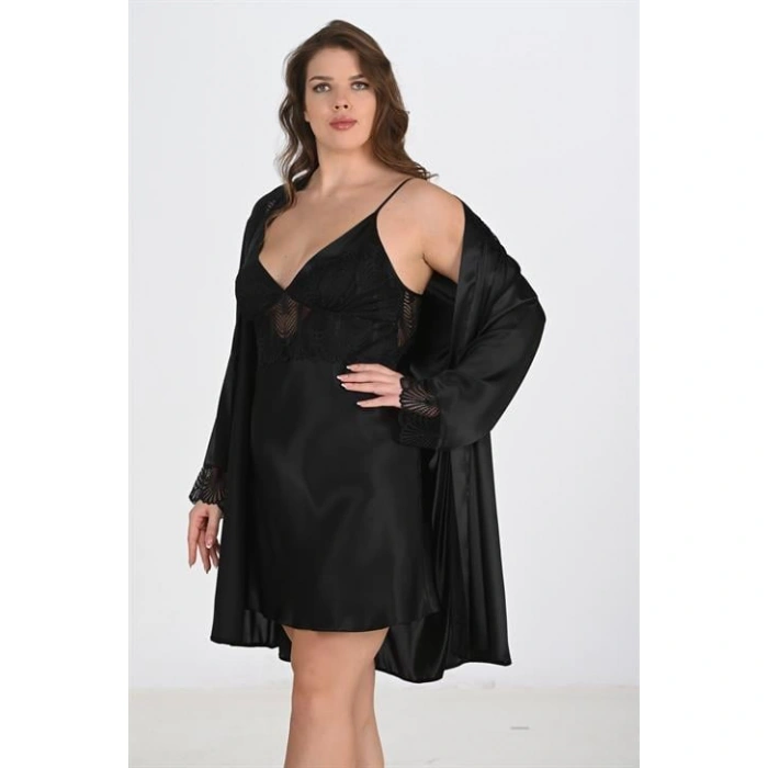 MARSiLYAN- 2li Siyah Sabahlık Takımı Bigsize 6213