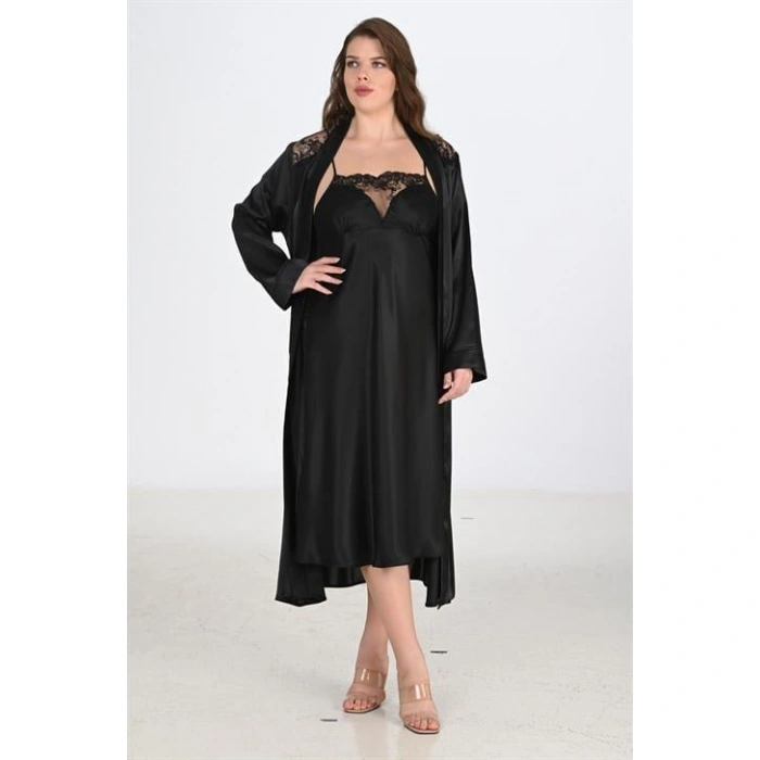 MARSiLYAN- 2li Siyah Sabahlık Takımı Bigsize 6221