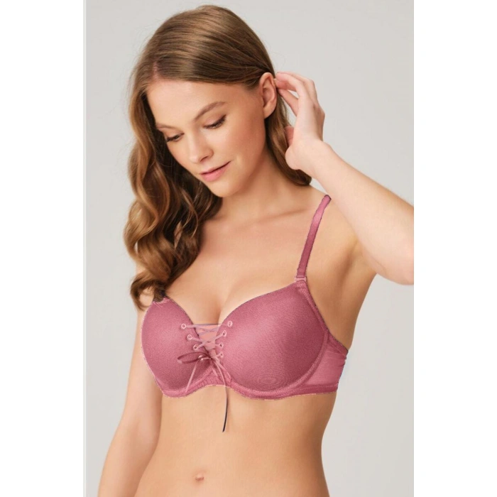 MARSiLYAN- Balenli Destekli Dolgulu Askıları Çıkabilen Yaka Detaylı T-shirt Sütyeni