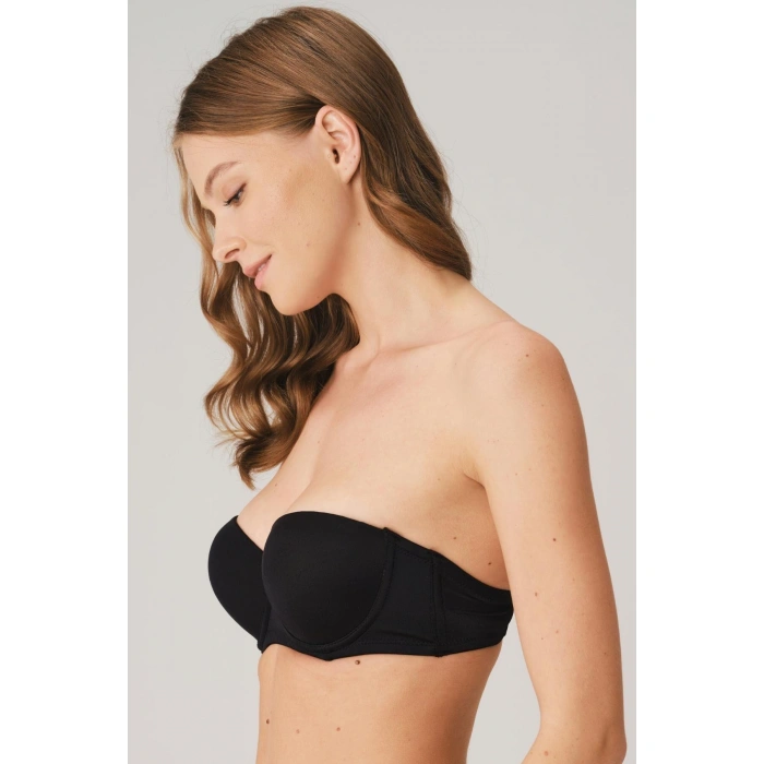 MARSiLYAN- Balenli Destekli Dolgulu Askısız Straplez Günlük Klasik T-shirt Sütyeni