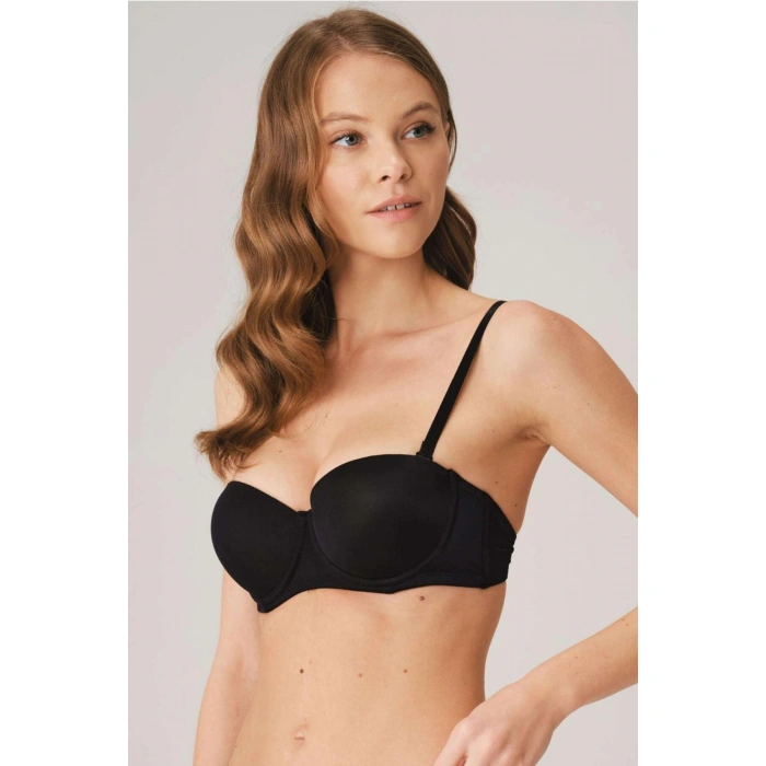 MARSiLYAN- Balenli Destekli Dolgulu Askısız Straplez Günlük Klasik T-shirt Sütyeni