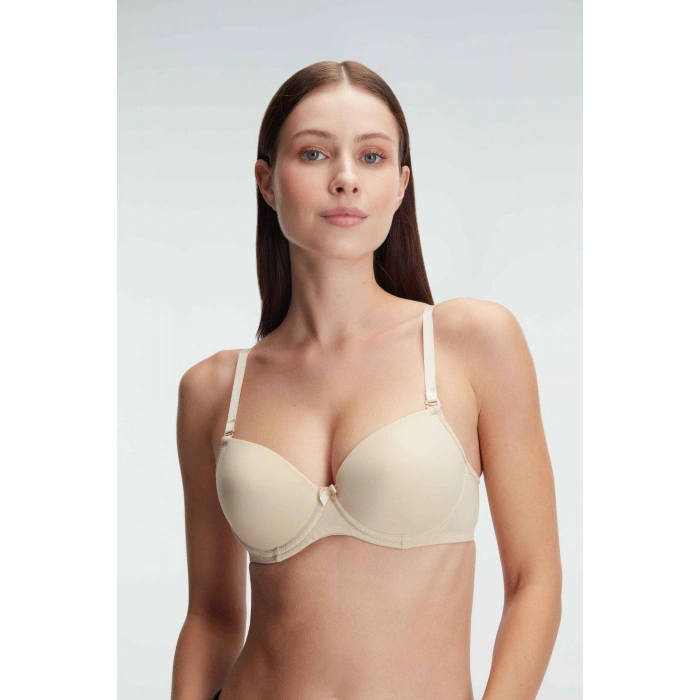 MARSiLYAN- Balenli Desteksiz Dolgusuz Askıları Çıkabilen Günlük Klasik T-shirt Sütyeni