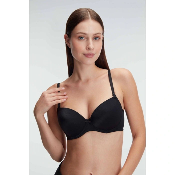 MARSiLYAN- Balenli Desteksiz Dolgusuz Askıları Çıkabilen Günlük Klasik T-shirt Sütyeni