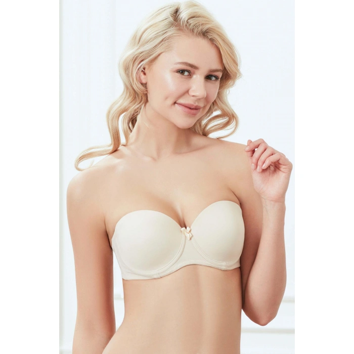 MARSiLYAN- Balenli Desteksiz Dolgusuz Askısız Straplez Günlük Klasik T-shirt Sütyeni