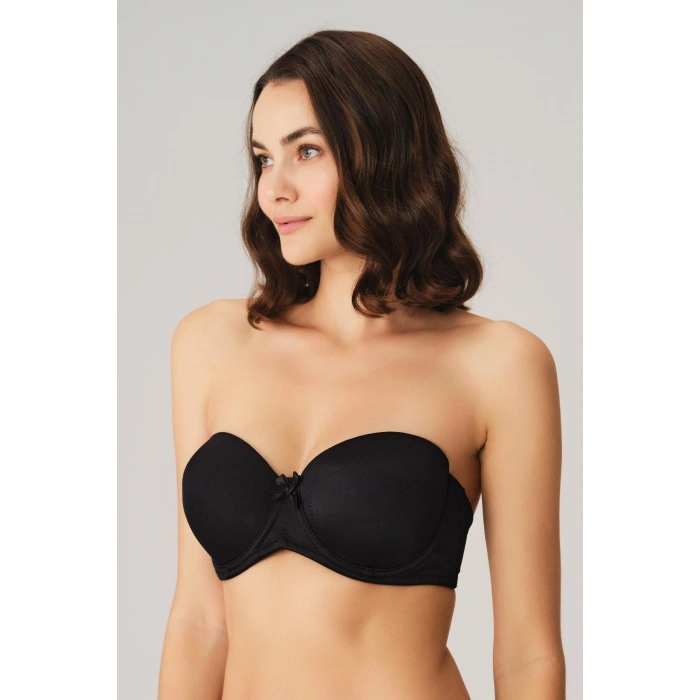 MARSiLYAN- Balenli Desteksiz Dolgusuz Askısız Straplez Yumuşak Süngerli Günlük Klasik T-shirt Sütyeni