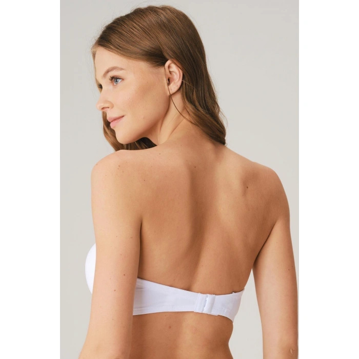 MARSiLYAN- Balenli Desteksiz Dolgusuz Askısız Straplez Yumuşak Süngerli Günlük Klasik T-shirt Sütyeni