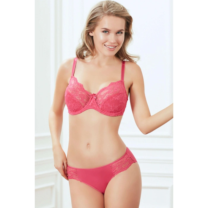 MARSiLYAN- Balenli Desteksiz Dolgusuz Toparlayıcı Dantelli Küçültücü Sütyen Ve Slip Takım