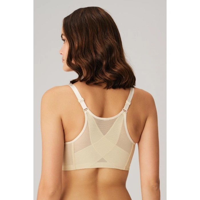 MARSiLYAN- Balensiz Desteksiz Dolgusuz Geniş Askılı Toparlayıcı Önden Açılan Sırt Destekli Küçültücü Sütyen Ten