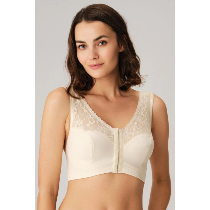 MARSiLYAN- Balensiz Desteksiz Dolgusuz Geniş Askılı Toparlayıcı Önden Açılan Sırt Destekli Küçültücü Sütyen Ten