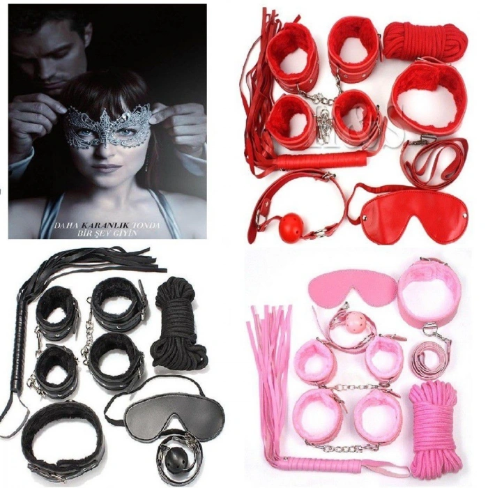 MARSiLYAN-  Grinin 50 Tonu Fantazi Kelepçe Kırbaç Seti