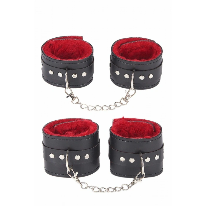 MARSiLYAN-  İçi Kırmızı Tüylü Kol Bacak Kelepce Set