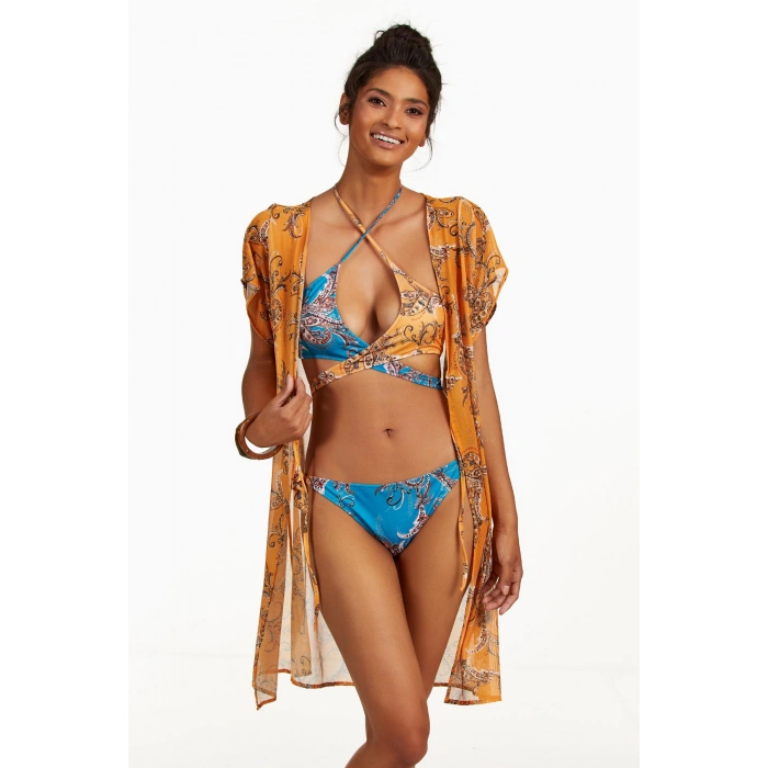 MARSiLYAN-  Şal Desenli Önü Açık Kısa Pareo