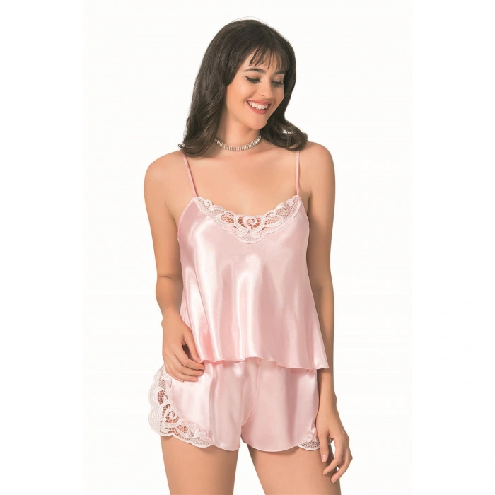 MARSiLYAN- Somon Saten Babydoll Şort Takımı