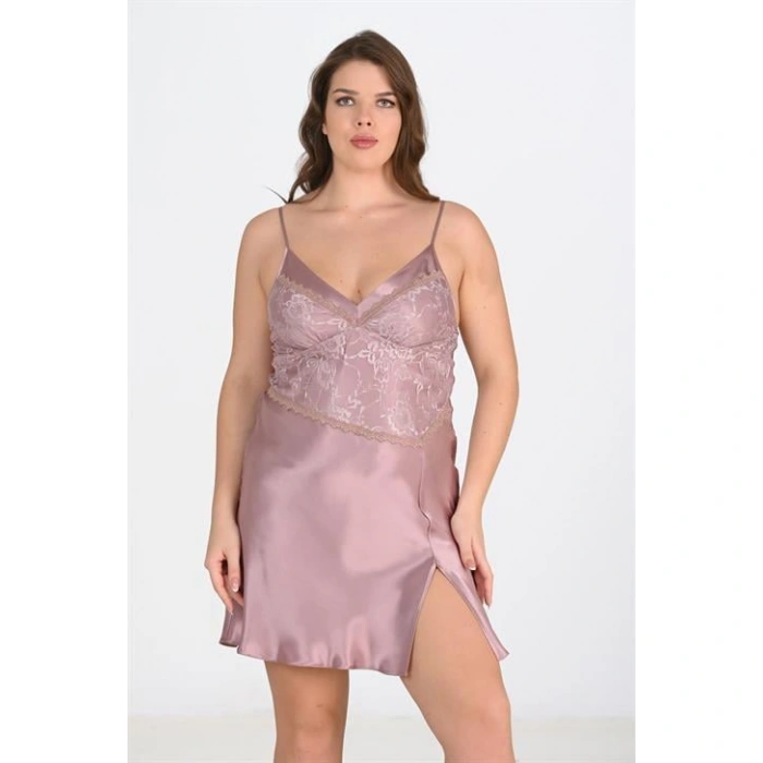 MARSiLYAN- Büyük Beden 2li Vizon Sabahlık Takımı Bigsize 6205