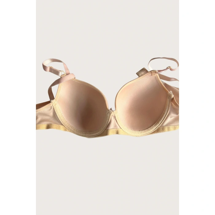 MARSiLYAN- Kırmızı-ten 2li Mikro Kumaş İçi Boş Balenli Günlük Desteksiz Sütyen