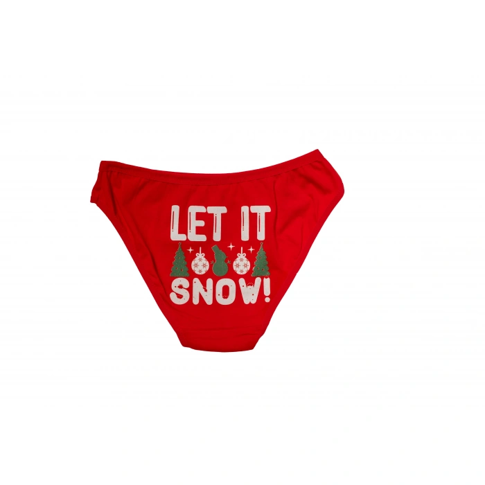 MARSiLYAN- Kırmızı Yılbaşı Desenli Let İt Snow Pamuklu Külot