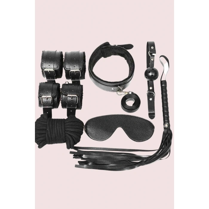 MARSiLYAN- Kol Bacak İp Maske Kelepce Ağız Topu Kople Deri Set 700918