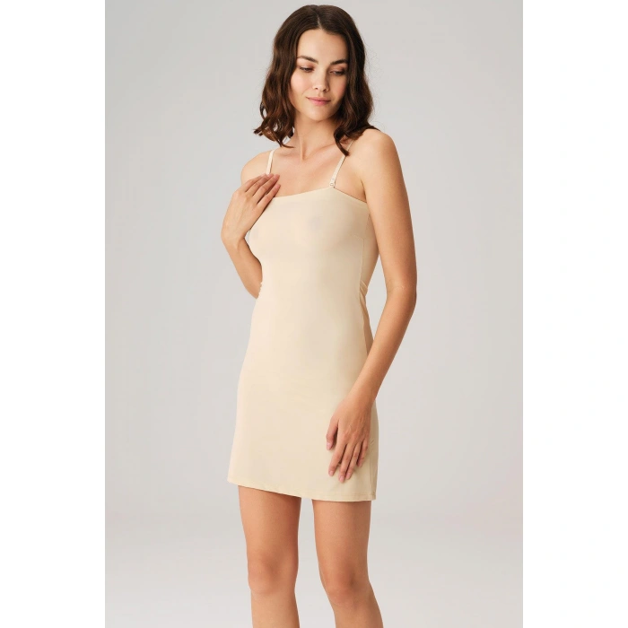 MARSiLYAN- Mikropolyamid Kumaşlı Askıları Çıkabilen Straplez Kısa Elbise Altı Kombinezon