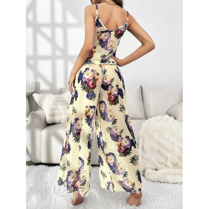 MARSiLYAN-  Özel Tasarım Çiçek Desenli Salaş Kesim Şık Dekolteli 2li Takım