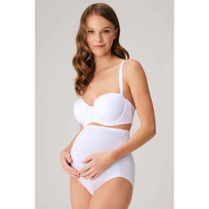 MARSiLYAN- Pamuk Ve Modal Kumaş Yüksek Bel Beyaz Hamile Külodu