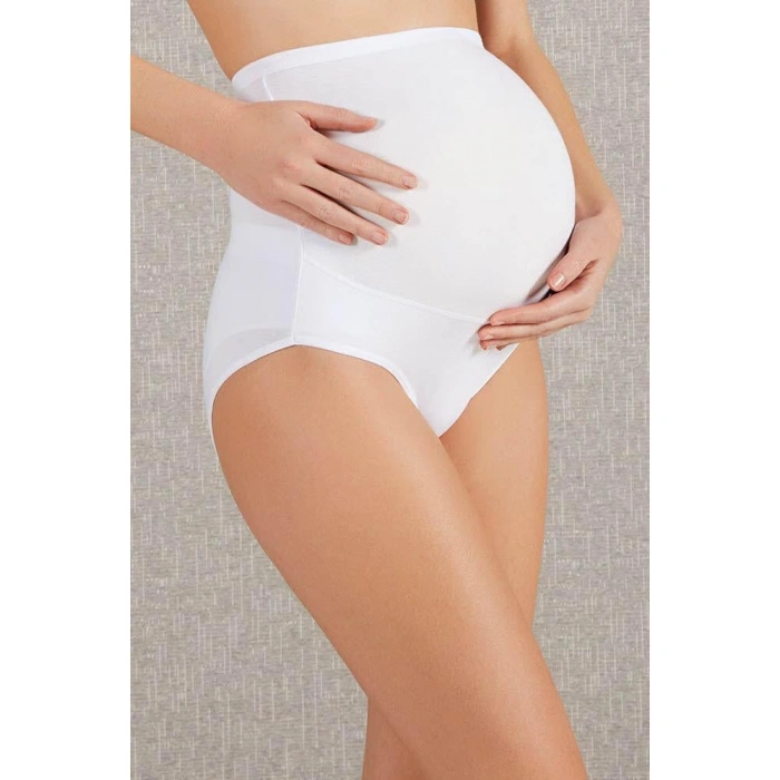 MARSiLYAN- Pamuk Ve Modal Kumaş Yüksek Bel Beyaz Hamile Külodu