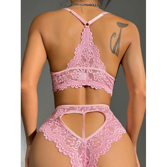 MARSiLYAN- Pembe Dantelli Fantezi Bralet Sütyen Takımı