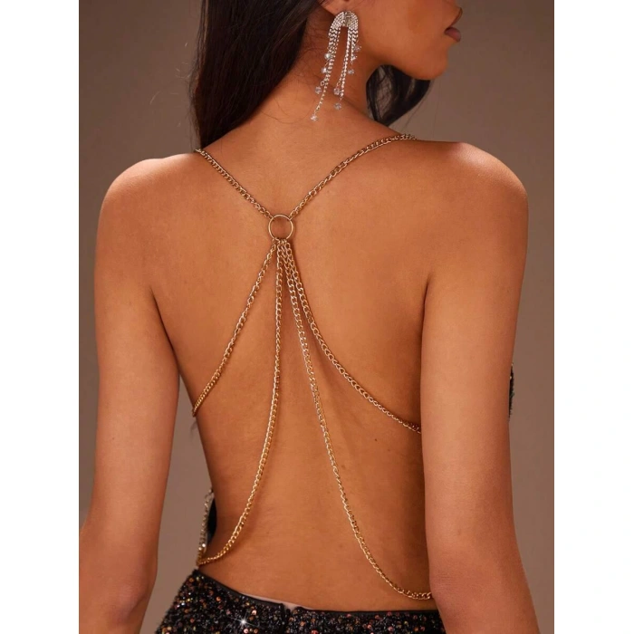 MARSiLYAN- Sırt Zincir Dekolteli Seksi Mini Kadın Elbise