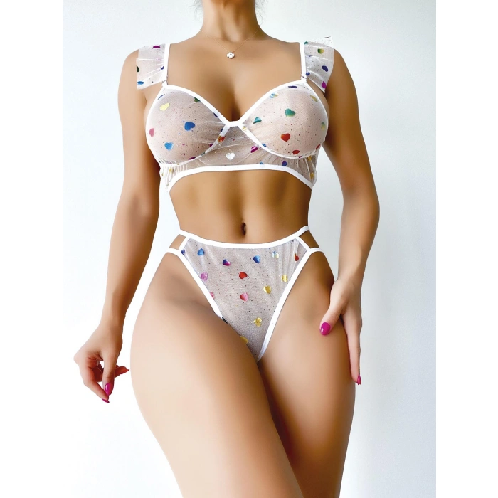 MARSiLYAN-  Transparan Kalpli Sütyen Külot Takım