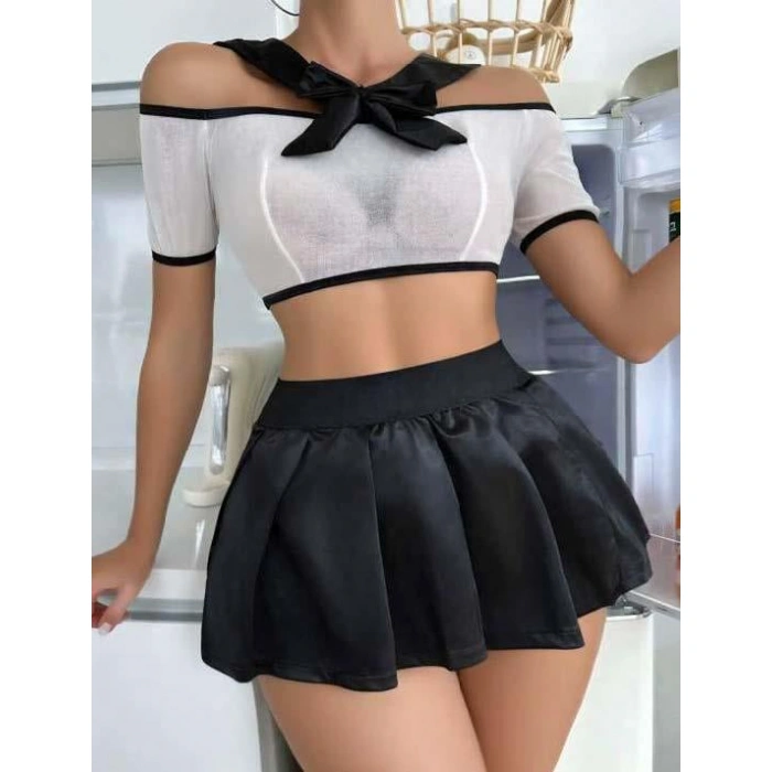 MARSiLYAN- Transparan Mini Etekli Kurdela Detaylı Fantezi Kostüm