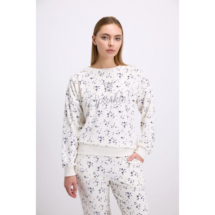 MARSiLYAN- Yıldız Desenli Tencel Pamuklu 2li Pijama Takımı