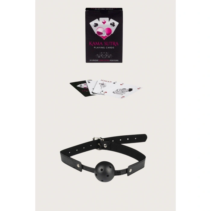 MARSiLYAN-  Sexy Görselli Oyun Kartı Kama Sutra Siyah Ağız Topu Set