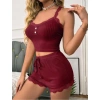 MARSiLYAN- Bordo Dantel İşlemeli Fitilli Askılı Şortlu Pijama Takımı