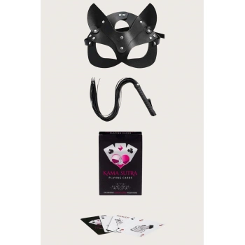 MARSİLYAN-Sexy Görselli Oyun Kartı Kama Sutra Kırbaç Maske Set