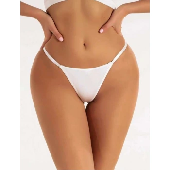 MARSiLYAN- Zincir Kalp Detaylı Fantezi Beyaz String Tanga