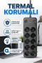 10’lu Termal Korumalı Grup Priz 2500W – USB ve Type-C Çıkışlı 2 Metre Kablolu