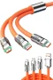 120W 3 İn 1 Döner Başlıklı Silikon Hızlı Şarj Kablosu USB Type-C LED Işıklı