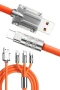 120W 3 İn 1 Döner Başlıklı Silikon Hızlı Şarj Kablosu USB Type-C LED Işıklı